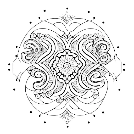 A minimalist tattoo of an Indian henna painting design with intricate straight lines tattoo design idea