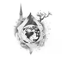 earth, broken bone, home tattoo design idea