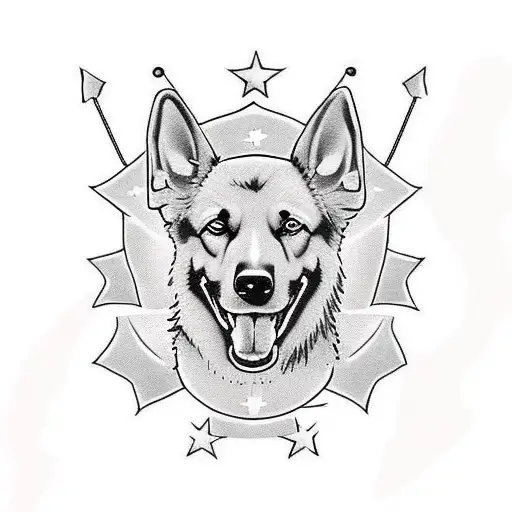 german shepherd dog head  tattoo design idea