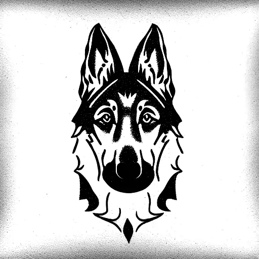 german shepherd dog head  tattoo design idea