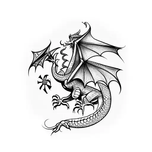 welsh Dragon sleeve with timepieces  tattoo design idea