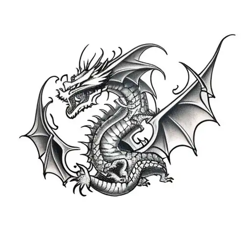 mid evil Dragon sleeve with timepieces  tattoo design idea