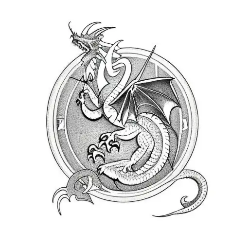 welsh Dragon sleeve with timepieces  tattoo design idea