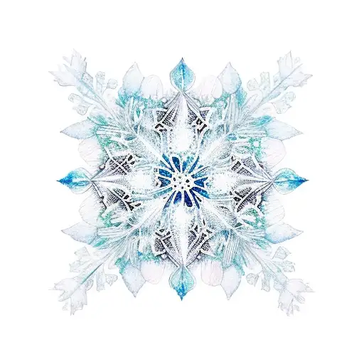 watercolor snowflakes turn into flowers  tattoo design idea
