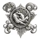 Aquarius protecting pisces  and taurus zodiac sign tattoo design idea