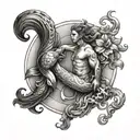 Aquarius protecting pisces  and taurus zodiac sign tattoo design idea