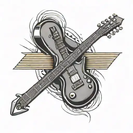 guitar and drumsticks crossed tattoo design idea