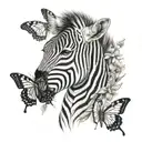 zebra and butterfly resting tattoo design idea