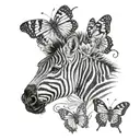 zebra and butterfly resting tattoo design idea