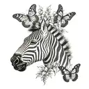 zebra and butterfly resting tattoo design idea