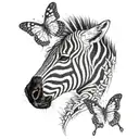 zebra and butterfly resting tattoo design idea