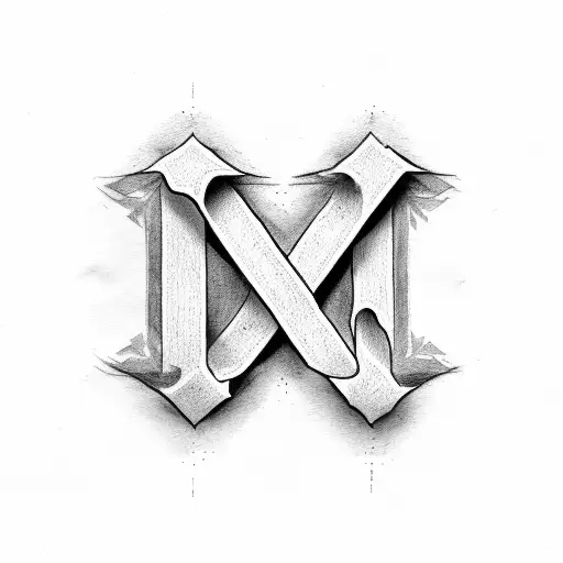 Combination of letters A and M tattoo design idea