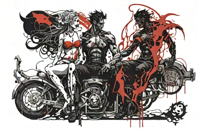 hades and lilith in the underworld tattoo design idea