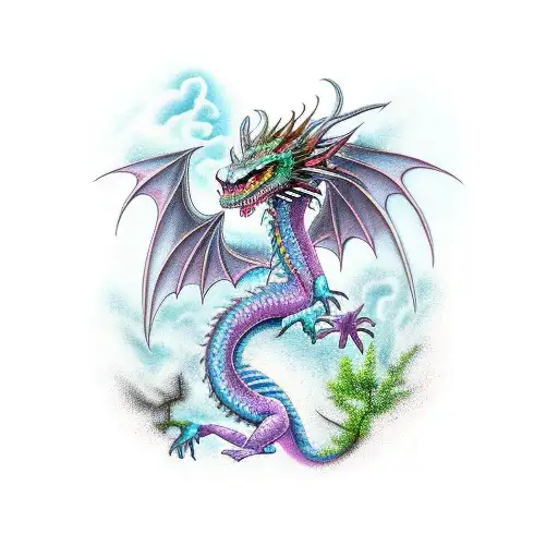  dragon and fairy tattoo design idea