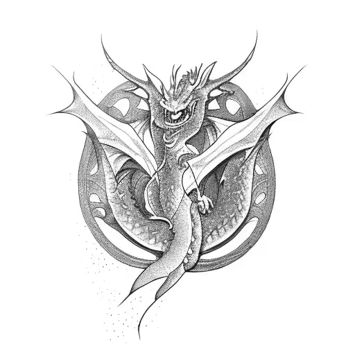  dragon and a fairy tattoo design idea