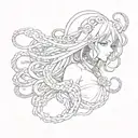 anime girl with tentacles tattoo design idea