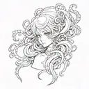 anime girl with tentacles tattoo design idea