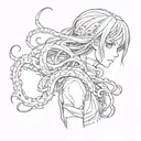 anime girl with tentacles tattoo design idea