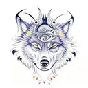 A dental tool shaped like a wolf with musical notes as teeth tattoo design idea