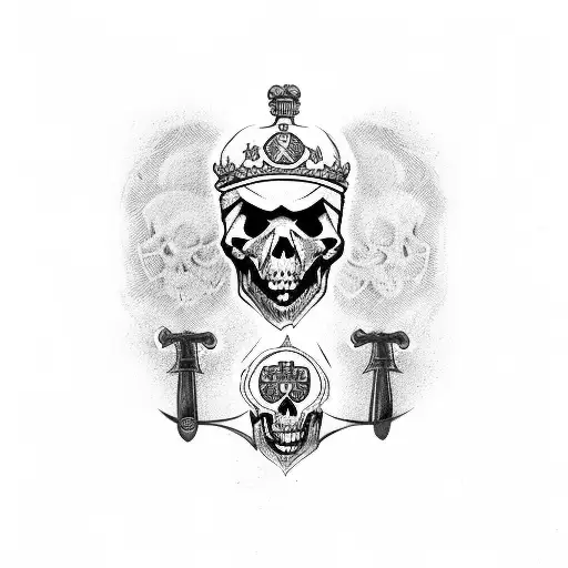 coat of arms of Russia with skull and crossbones tattoo design idea
