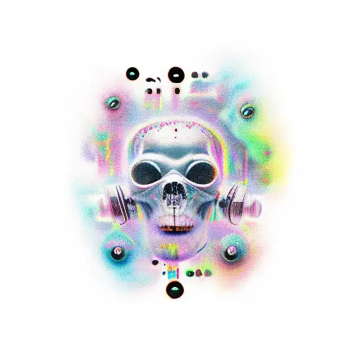 dark techno rave muic tattoo design idea