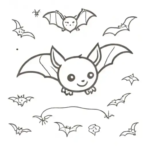 cute little bat comic tattoo design idea