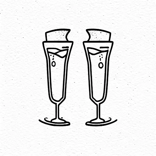 2 mimosa glasses on a wave tattoo design idea