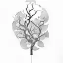 A typewriter with tree branches growing out of it, symbolizing the fusion of writing and nature tattoo design idea