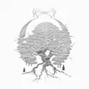 A typewriter with tree branches growing out of it, symbolizing the fusion of writing and nature tattoo design idea