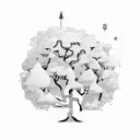 A typewriter with tree branches growing out of it, symbolizing the fusion of writing and nature tattoo design idea