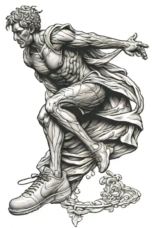 statue of nike tattoo design idea