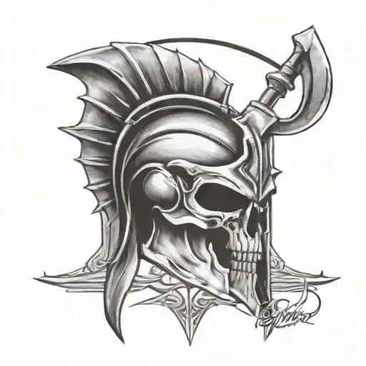 spartan skull fitness tattoo design idea