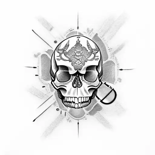 skull with medical tools tattoo design idea