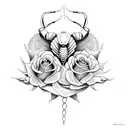 scorpion with roses tattoo design idea