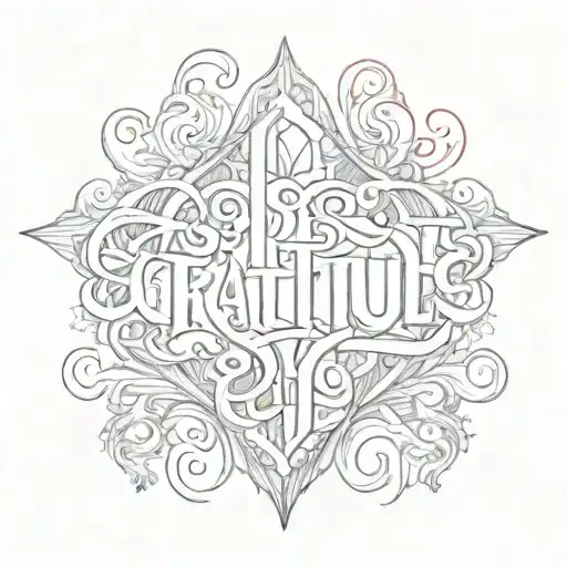  Gratitude gothic letters  tattoo design idea