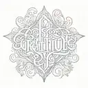  Gratitude gothic letters  tattoo design idea