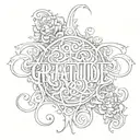  Gratitude gothic letters  tattoo design idea