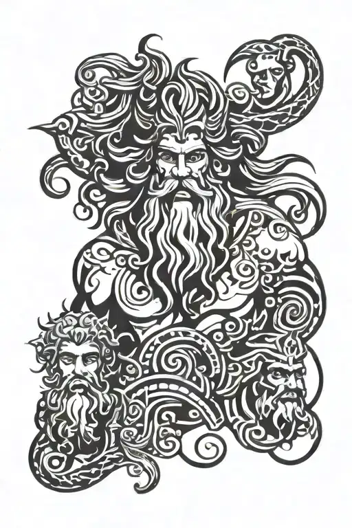 Zeus, poseidon and hades Greek god tattoo design idea