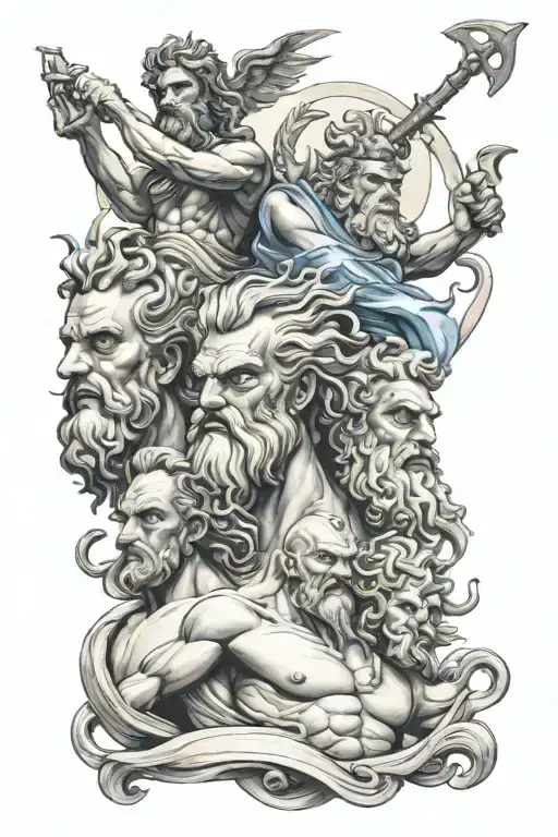 Zeus, poseidon and hades Greek god tattoo design idea