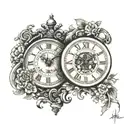 Plato engaged clocks side by side tattoo design idea