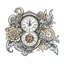 Plato engaged clocks side by side tattoo design idea