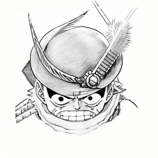 One piece Luffy's hat, Zoro's sword, Ichigos sword from Bleach, a Dragon Ball and something from Full Metal alchemist  tattoo design idea