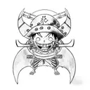 One piece Luffy's hat, Zoro's sword, Ichigos sword from Bleach, a Dragon Ball and something from Full Metal alchemist  tattoo design idea