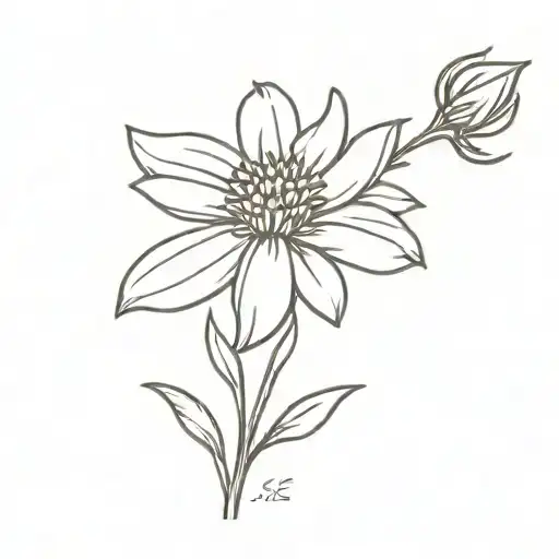 tiny simple aster flower with 1983 written tattoo design idea
