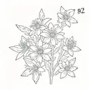 tiny simple aster flower with 1983 written vertically tattoo design idea