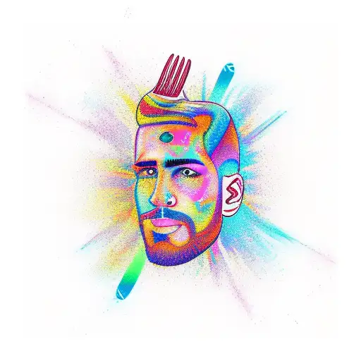 A barber pole transformed into a vibrant and colorful abstract design tattoo design idea