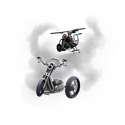 A combination of a chopper motorcycle and a grim reaper, symbolizing the thrill of the ride and the inevitability of death tattoo design idea