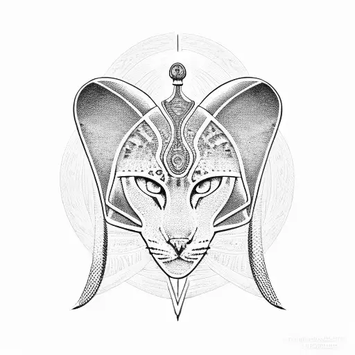 Ankh Symbol with pharaonic cat tattoo design idea