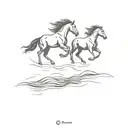 horses running on a beach ocean waves tattoo design idea
