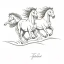 horses running on a beach ocean waves tattoo design idea